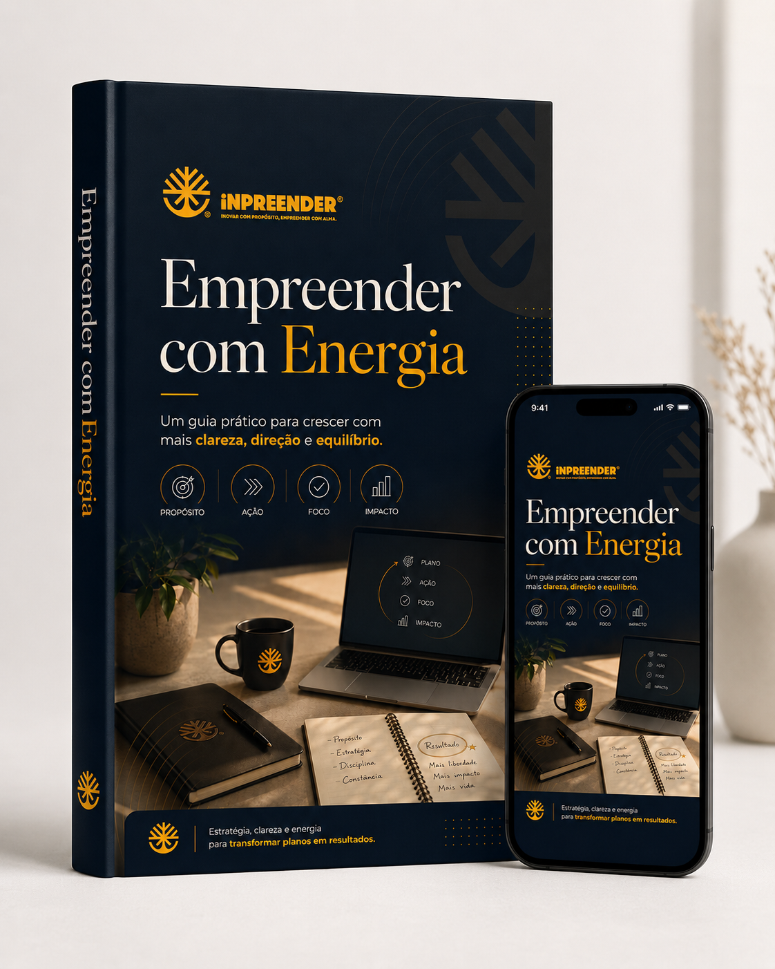 Mockup do e-book Empreender com Energia da Comunidade Inpreender